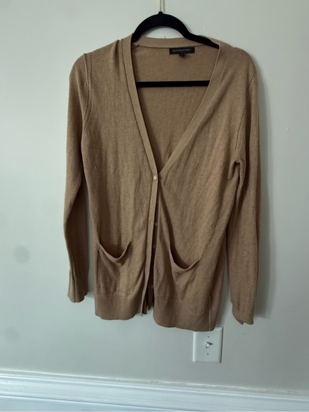 Banana Republic Camel Button-Front V-Neck Cardigan